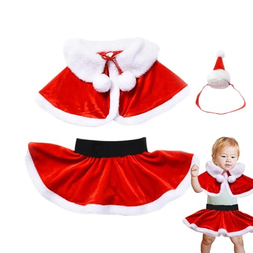 Dreuhuing Weihnachtsmann-Kostüm für Mädchen,Weihnachtsmann-Kostüm-Set für Mädchen,Weihnachts-Santa-Cosplay-Kostüm | Mehrzweck-Kostümzubehör für Weihnachtsfeiern, Familienfeiern, Thementänze und von Dreuhuing