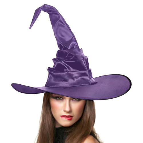 Hexenhüte für Frauen, Halloween Hexenhut, klassischer Halloween gerüschter Hut für Frauen, geheimnisvoller gerüschter Hut für Halloween Hexe Cosplay, Faschingskappe, gerüschter Zaubererhut für von Dreuhuing