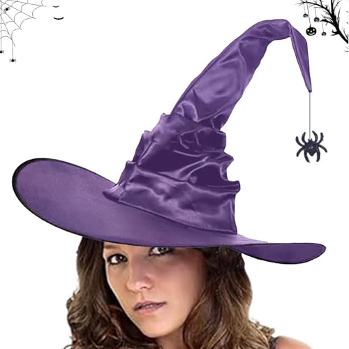 Hexenhüte für Frauen, Halloween Hexenhut, klassischer Halloween gerüschter Hut für Frauen, geheimnisvoller gerüschter Hut für Halloween Hexe Cosplay, Faschingskappe, gerüschter Zaubererhut für von Dreuhuing