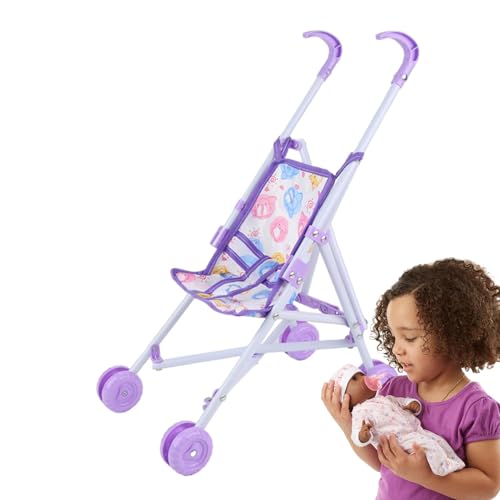 Puppenwagen, Puppenbuggy, Spielzeugbuggy für Puppen, Leichter Kinderwagenspielzeug für Baby, Kinderwagen Spielzeug für Rollenspiele, Regenschirm Kinderwagen, Puppenzubehörspielzeug von Dreuhuing