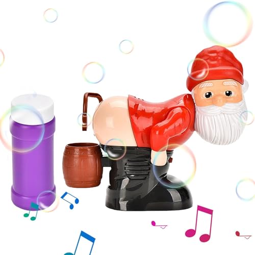 Santa Claus Bubble Machine für Kinder, Schaumschaummaschine, Lustige Santa Bubble Blowing Machine, Weihnachts Automatikblasengebläse, Automatische Furz Bubble Machine mit Licht & Musik von Dreuhuing