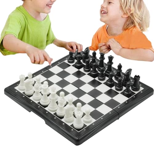 Schachbrettspiel, Faltbares Schachbrettset, Reise Magnetschachfigurenset mit Schach, Tragbares Aufbewahrungsbrett Traditionelles Strategiespiel für Erwachsene & Kinder, Faltbare Schachspiele von Dreuhuing