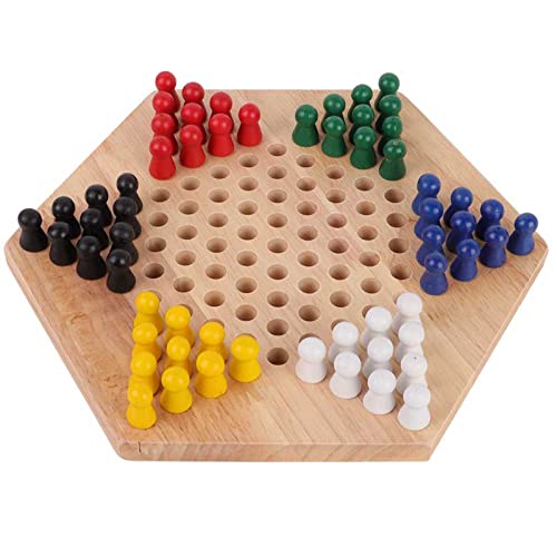 Drfeify Mini Chinese Checkers Brettspiel Kids Classic Halma Colourful Wooden Educaional Brettspiel Indoor Outdoor Family Game Chess Accessories von Drfeify