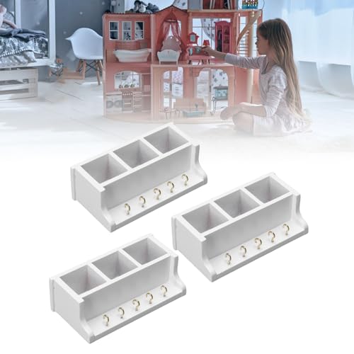 Drfeify Puppenhaus-Miniatur Regal, 1:12 Weiße Miniatur-Aufbewahrung Möbel Elegantes Dekor für Puppenhaus-Wohnzimmer, 3PCS Drfeify Puppenhaus-Miniatur Regal, 1:12 Weiße Miniatur-Aufbewahrung Möbel Elegantes Dekor für Puppenhaus-Wohnzimmer, 3PCS von Drfeify