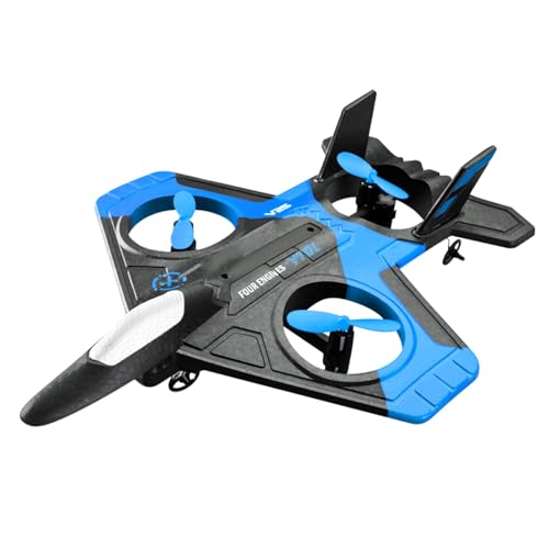 Drfeify RC-Flugzeug-Gleitflugzeug-Flugspielzeug, Multifunktionales 2,4-GHz-LED-RC-Flugzeug für Erwachsene, Kinder, Jungen (Blue-480P Kamera-2 Akku) von Drfeify