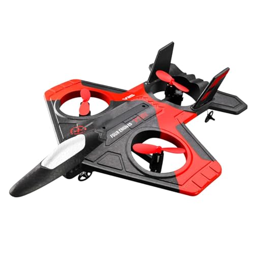 Drfeify RC-Flugzeug-Gleitflugzeug-Flugspielzeug, Multifunktionales 2,4-GHz-LED-RC-Flugzeug für Erwachsene, Kinder, Jungen (rot-480P Kamera-1 Batterie) von Drfeify