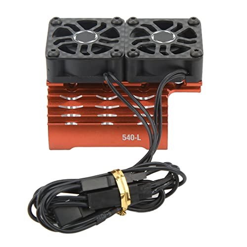 Drfeify RC-Motorlüfter-Kühlkörper, Dual-Lüfter, für 540 550-Motor, 28000 U/min, 8,4 V, für Alle 1/8 1/10 Ferngesteuerten Fahrzeuge (ORANGE) von Drfeify