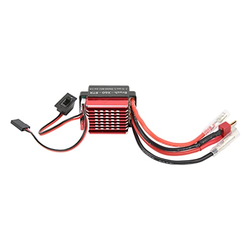 Drfeify Rot 60A RC Brushed ESC, 6V 2A RC Car Brushed Speed ​​Controller ESC mit T-Stecker für 1/10 RC Cars von Drfeify