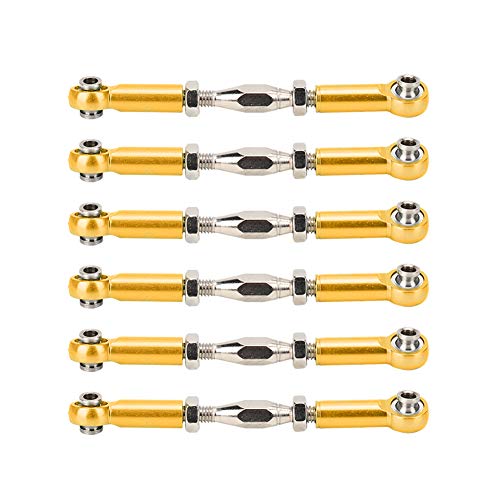 DriKou Backbuckle -Stangenverknüpfung, 6pcs Aluminiumlegierung einstellbare Pushsturnbuckle -Stangen -Bindungs ​​-Zubehör für RC -Automodelle (Gold) von DriKou