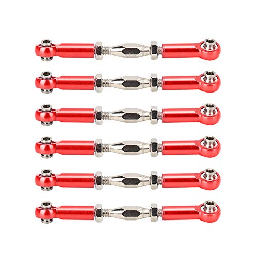 DriKou Backbuckle -Stangenverknüpfung, 6pcs Aluminiumlegierung einstellbare Pushsturnbuckle -Stangen -Bindungs ​​-Zubehör für RC -Automodelle (Rot) von DriKou