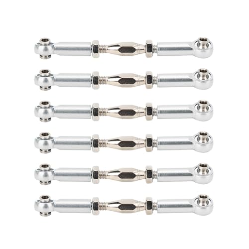 DriKou Backbuckle -Stangenverknüpfung, 6pcs Aluminiumlegierung einstellbare Pushsturnbuckle -Stangen -Bindungs ​​-Zubehör für RC -Automodelle (Silber) von DriKou