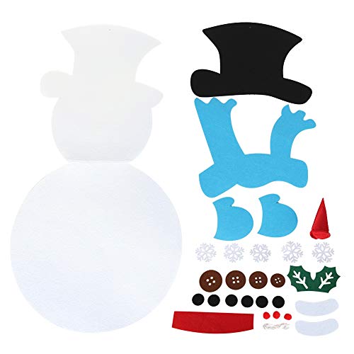 DriKou DIY Felt Snowman, Detachable Double Sided Christmas Felt Snowman Games Set Xmas Ornament Wall Hanging Games for Kids Gifts Christmas Door Wall Hanging Decor Home Decoration (Blue) von DriKou