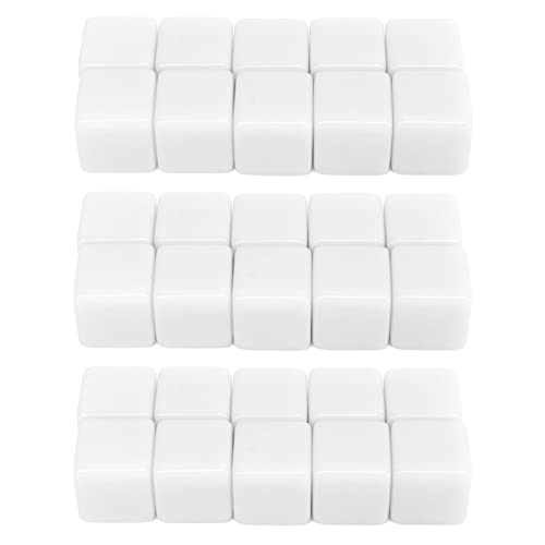 DriKou Leere Würfel, 30 Stück Leere Würfel schreiben auf sechsseitigen weißen Würfel für Brettspiele DIY Aufkleber Mathematik Aktivitäten Gebäude Blocks Custom Making 16mm (White) von DriKou