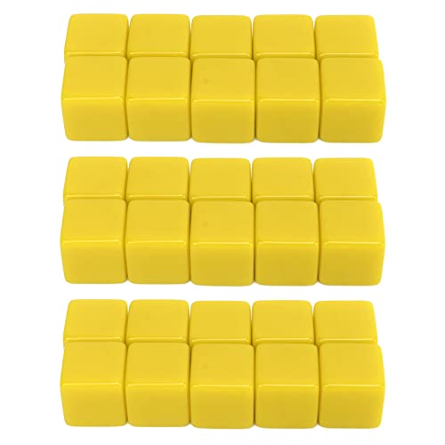 DriKou Leere Würfel, 30 Stück Leere Würfel schreiben auf sechsseitigen weißen Würfel für Brettspiele DIY Aufkleber Mathematik Aktivitäten Gebäude Blocks Custom Making 16mm (Yellow) von DriKou