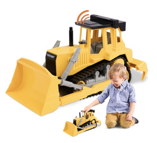 Driven Großer Bulldozer 38 cm mit Schaufellader – Mit Tönen, Geräuschen Baustelle LKW Spielzeug für Kinder Spielzeug ab 3 Jahren von Driven by Battat