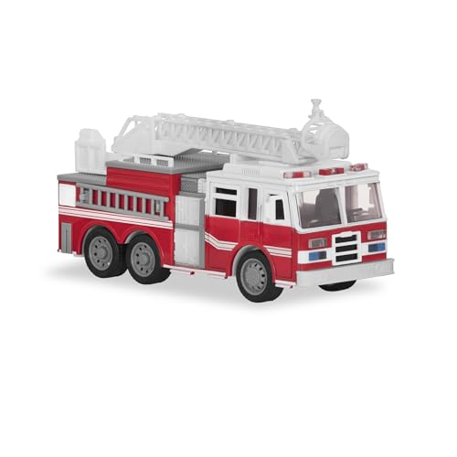 Driven Micro Feuerwehrauto 19 cm mit ausfahrbarer Leiter, Lichtern und Tönen – Feuerwehr Spielzeugauto mit Geräuschen, Funktionen – Spielzeug LKW ab 3 Jahren von Driven by Battat