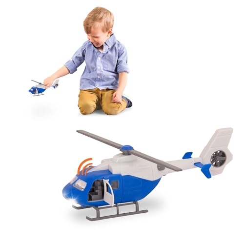 Driven Micro Hubschrauber mit drehbaren Propellern 21cm, Lichtern und Tönen – Spielzeughubschrauber mit Funktionen – Helikopter Spielzeug ab 3 Jahren, Blau von Driven by Battat