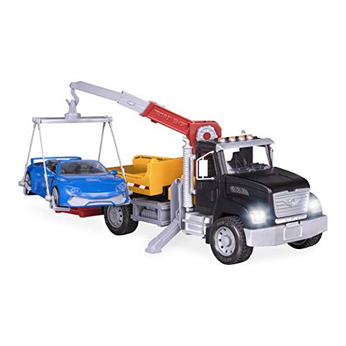 Driven Großer Abschleppwagen 54 cm mit Auto zum Abschleppen – Lichter, Geräusche und Funktionen – LKW Spielzeug Abschlepper für Kinder ab 3 Jahren von Driven by Battat