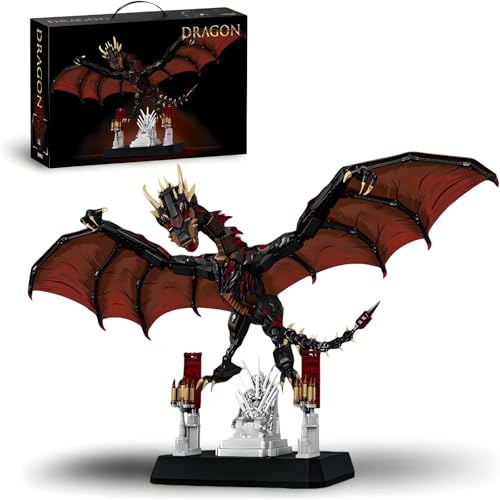 Drachen Klemmbausteine Set für Erwachsene, STEM Drogon Feuerdrache Bausteine Modell für Got Fans Heimbüro Dekor, 1868 Teile Drachen Bausteine Filmfans Geschenk Drachen Klemmbausteine Set für Erwachsene, STEM Drogon Feuerdrache Bausteine Modell für Got Fans Heimbüro Dekor, 1868 Teile Drachen Bausteine Filmfans Geschenk von DrmBeyd