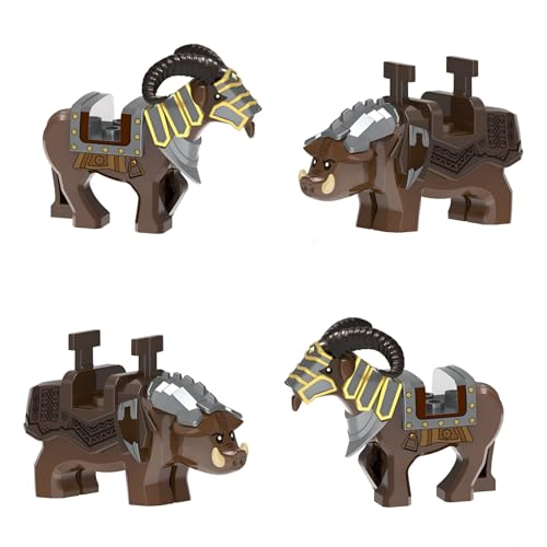 DrmBeyd Hobit MOC Wildschwein & Hornschaf Bausteine Bausatz, Mittelalterliches Hobit Reittiere Modell für Minifiguren, Kompatibel mit Major Brand, Geschenk für Filmfans von DrmBeyd