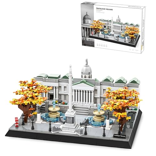 DrmBeyd London Trafalgar Square Baustein Set, Britische Architektur Klemmbausteine Modell, 1245 Teile Mini Bausteine Trafalgar Square Bausatz, Geschenke für Erwachsene und Kinder von DrmBeyd