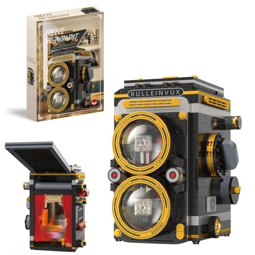 DrmBeyd Mini Digital Kamera Bausteine Set mit Minifiguren, Ideas Mini Kamera Klemmbausteine mit Licht, Schreibtischdeko Display Kamera Modell, Geschenk für Erwachsene Kinder, 630 Teile von DrmBeyd