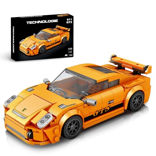 DrmBeyd Speed Champion Porche Sportwagen Bausteine, 911 GT3 MOC Auto Klemmbausteine Bausatz, Rennwagen Modellauto Spielzeug, Geschenk für Erwachsene und Kinder, 338 Teile von DrmBeyd