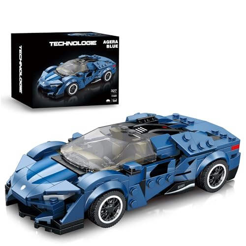 DrmBeyd Speed Champion Kenigseg Sportwagen Bausteine, AGERA Blue MOC Auto Klemmbausteine Bausatz, Rennwagen Modellauto Spielzeug, Geschenk für Erwachsene und Kinder, 327 Teile von DrmBeyd