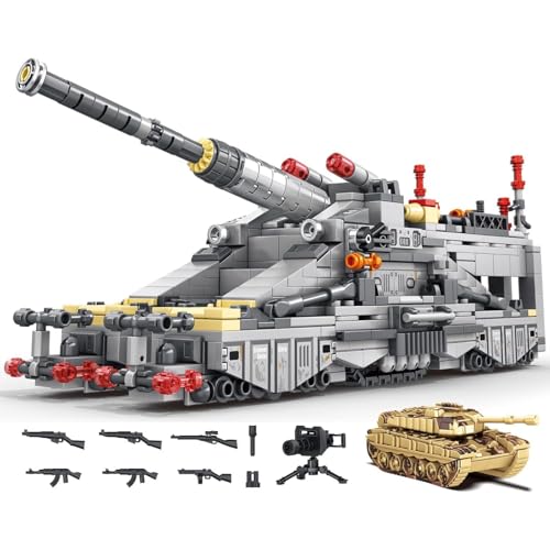 DrmBeyd Technik Militär Dora Panzer Bausteine, WW2 Armee Panzer Spielzeug Bausteine, Geschenk für Militärbegeisterte und Jungen, Kompatibel mit L***, 853 Teile Dora Panzer Modell Set von DrmBeyd