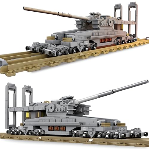 DrmBeyd Technik Militär Dora Panzer Bausteine, WW2 Militärpanzer Spielzeug Bausteine mit Gleisen, Geschenk für Militärbegeisterte und Jungen, Kompatibel mit L***, 628 Teile Dora Panzer Modell Set von DrmBeyd