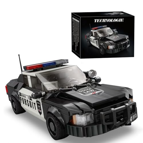 DrmBeyd Technik Speed Champion Sport Rennwagen Bausteine, Dadge Police Auto MOC Sportwagen Klemmbausteine Bausatz, Geschenk für Erwachsene und Kinder, Kompatibel mit Mainstream Marken, 404 Teile von DrmBeyd