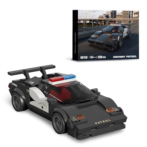 DrmBeyd Technik Speed Champions Rennwagen Bausteine Set, Countache Polizeiwagen Klemmbausteine for Lambo, Geschenk für Erwachsene und Kinder, Kompatibel mit L***, 266 Teile von DrmBeyd