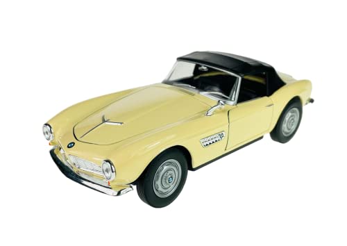 Welly B-M-W 507 Cabrio Geschlossen mit Soft Top Beige Cream 1956-1959 1/24 Modell Auto Die Cast Neu im Kasten von DROMADER