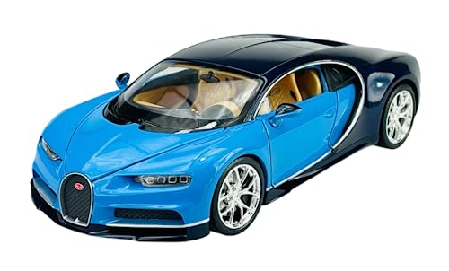 Welly Bugatti Chiron Coupe Blau 2016 1/24 Metall Modell Auto Die Cast Neu im Kasten von DROMADER