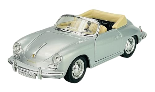 Welly Porsche 356b 356 B Cabrio Silber Cabriolet Offen 1/24 1:24 Metall Modell Auto Die Cast Neu im Kasten von DROMADER