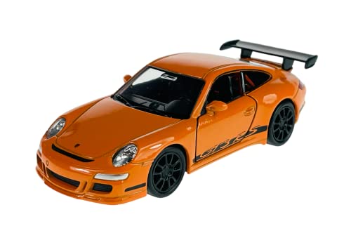 Welly Porsche 911 997 GT3 RS Orange mit Schwarz 2004-2011 ca 1/34-1/39 Metall Modell Auto Die Cast Neu im Kasten von DROMADER