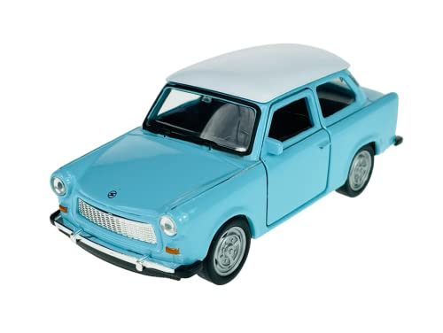 Welly Trabant Trabbi 601 Limousine Blau mit Weißem Dach Ca 1/34-1/39 Metal Modell Auto Die Cast Neu im Kasten von DROMADER