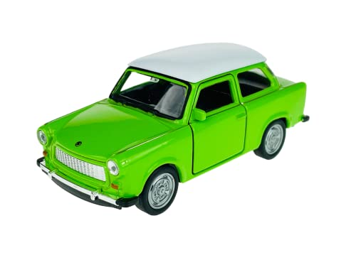 Welly Trabant Trabbi 601 Limousine Grün mit Weißem Dach Ca 1/34-1/39 Metal Modell Auto Die Cast Neu im Kasten von DROMADER