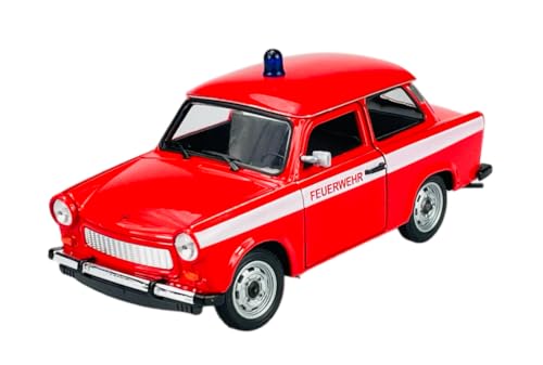 DROMADER Welly Trabant Trabbi 601 Limousine Rot Feuerwehr 1/24 1:24 Die Cast Metall Modell Auto Neu im Kasten von DROMADER