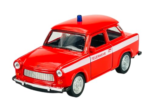 Welly Trabant Trabbi 601 Limousine Rot Feuerwehr Ca 1/34-1/39 Metal Modell Auto Die Cast Neu im Kasten von DROMADER