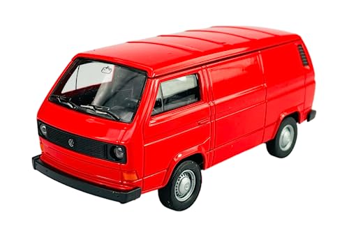 Welly VW Volkwagen T3 Transporter Kasten Rot 1979-1992 1/34-1/39 Metall Modell Auto Die Cast Neu im Kasten von DROMADER