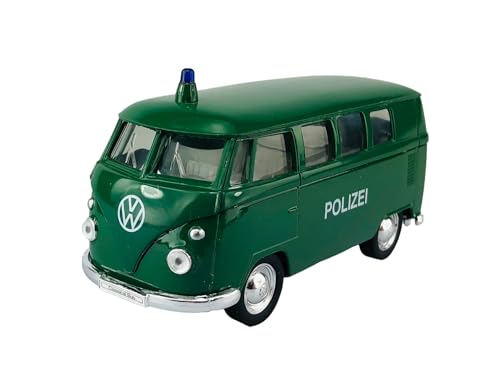 Welly Volkwagen T1 Grün Polizei Transporter Bully Bus 1950-1967 1/34-1/39 Die Cast Metall Modell Auto Neu im Kasten von DROMADER