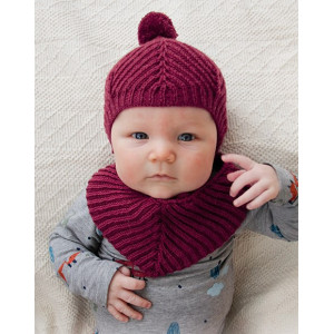 Baby Plum by DROPS Design - Baby Mütze und Lätzchen Strickmuster Größe - 1/3 mdr von Drops - Garnstudio