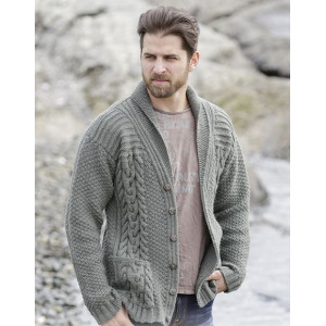 Finnley by DROPS Design - Strickmuster mit Kit Strickjacke mit Zopfmus - X-Large von Drops - Garnstudio