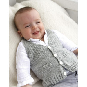 Junior by DROPS Design - Strickmuster mit Kit Baby-Weste Größen 4-9 Mo - 2 år von Drops - Garnstudio