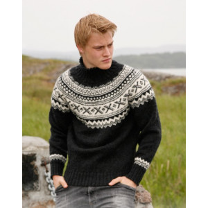 Neville by DROPS Design - Strickmuster mit Kit Sweater mit rundem Yoke - Large von Drops - Garnstudio