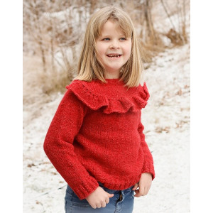 Red Hibiscus by DROPS Design - Bluse Strickmuster Größe 3-14 Jahre - 3/4 år von Drops - Garnstudio