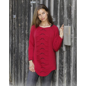 Rot Tulip by DROPS Design - Strickmuster mit Kit Pullover Größen S - X - Large von Drops - Garnstudio