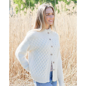 Snowy Bee Cardigan by DROPS Design - Strickmuster für Strickjacken Grö - Medium von Drops - Garnstudio