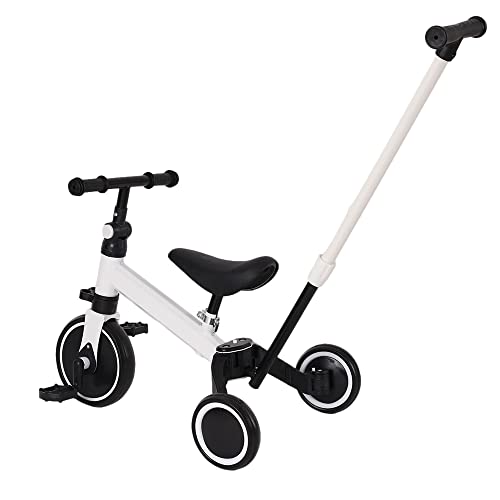 Drumm 3 in 1 Dreirad für Kinderfahrrad, Draisienne Kinder-Dreirad, 1-4 Jahre, verstellbarer Lenker, verstellbarer Sattel, Lauflernhilfe, Geschenk (Weiß (4 en 1)) von Drumm